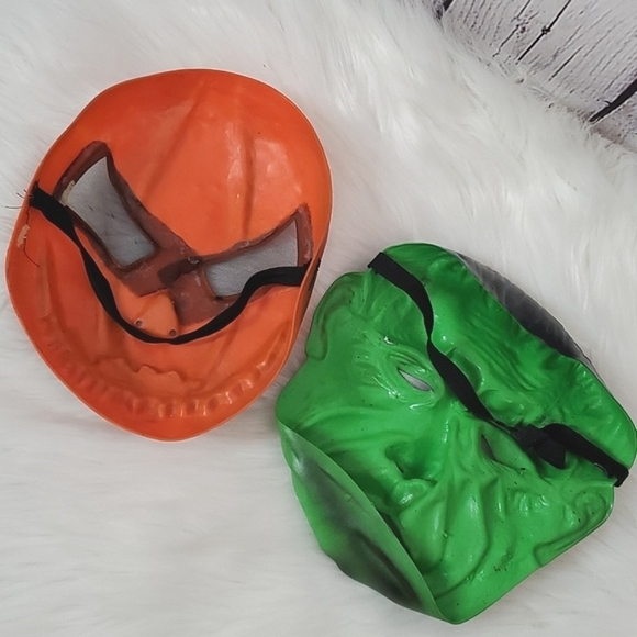 Vintage 90s Latex Halloween Masks Jack-o-lantern Pumpkin Frankenstein Monster 2 - Picture 6 of 15